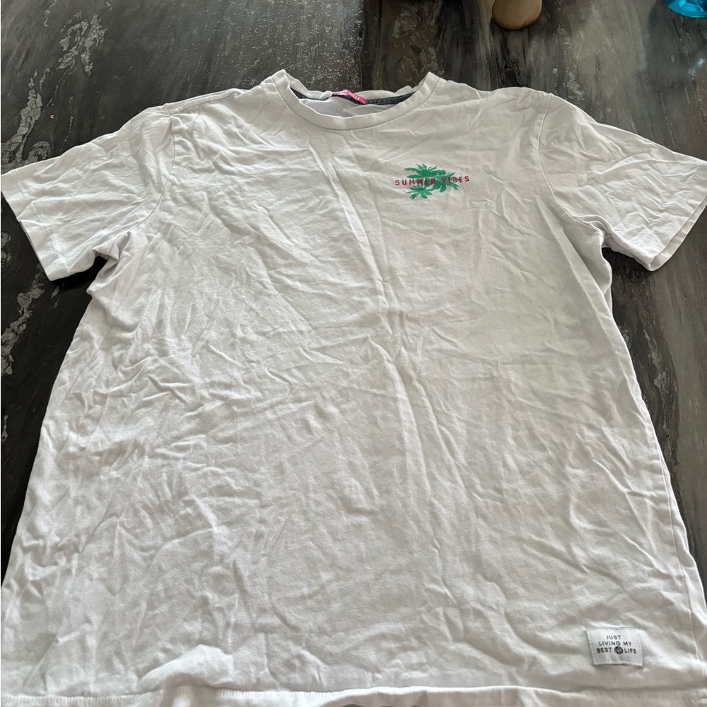 Free Planet White Tee with Green and Pink Accents